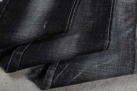 Sulphur Black Cross Hatch Slub Stretch Cotton Lycra Denim Fabric