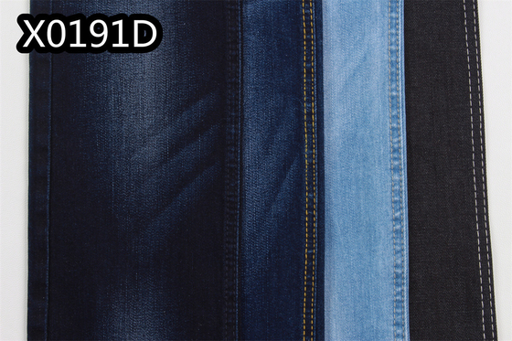 Kain Denim Sanforizing Gulungan Kain Dicelup Denim 10 Oz Spandex Dual Core 2%.
