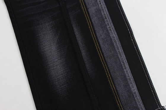 11.9 oz hitam dan hitam belakang crosshatch slub denim jeans kain