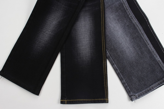 11.9 oz hitam dan hitam belakang crosshatch slub denim jeans kain