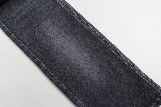 11.9 oz hitam dan hitam belakang crosshatch slub denim jeans kain