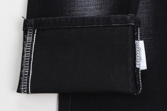 11.9 oz hitam dan hitam belakang crosshatch slub denim jeans kain