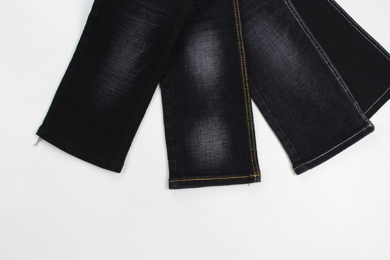 12 oz hitam dan hitam belakang crossshatch slub jeans kain