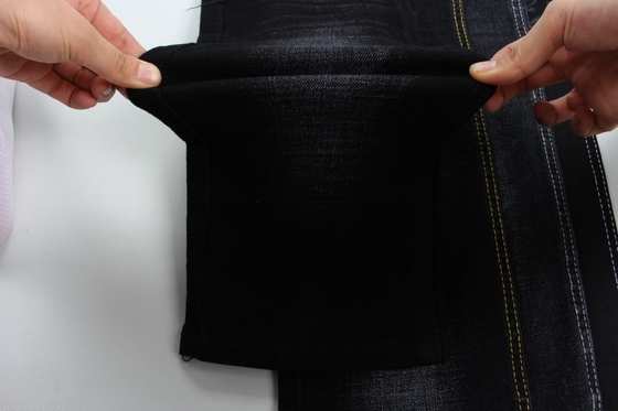 12 oz hitam dan hitam belakang crossshatch slub jeans kain