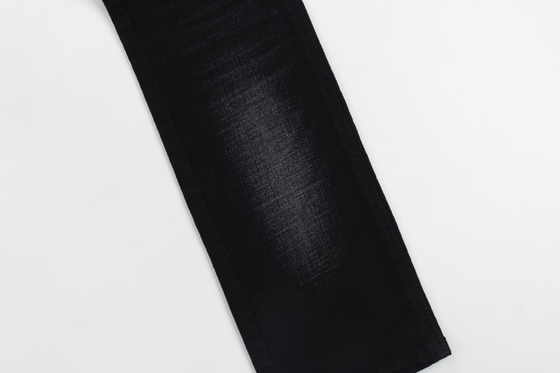 11.4 oz hitam dan hitam belakang crossshatch slub denim kain jeans