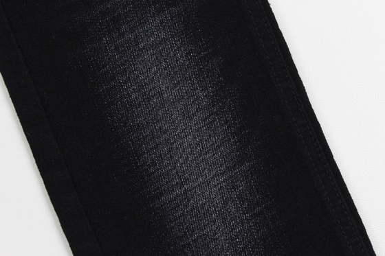 11.4 oz hitam dan hitam belakang crossshatch slub denim kain jeans