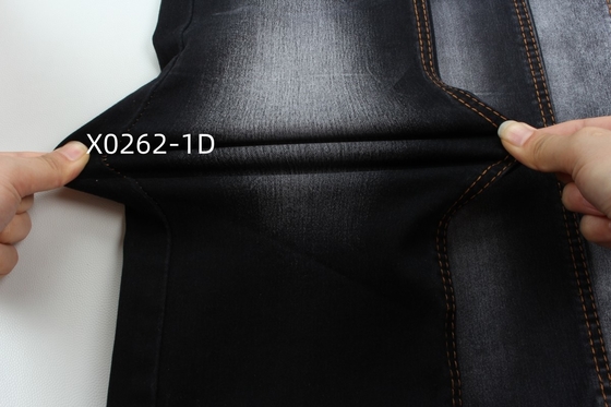 9.6 Oz Hitam Tinggi Stretch Satin Tenun Kain Denim Untuk Jeans