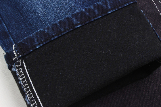 11-11.5 Oz Warp slub jeans kain untuk pria jeans Mercerized bulu hitam punggung tinggi peregangan untuk pria India gaya pasar