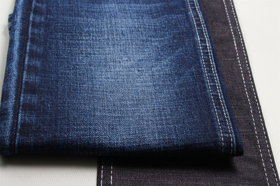 11.8 Oz Cross Slub Cotton Mixed Spandex Blue Denim Fabric Untuk Pria Jeans Stretch India Market Style Desizing Fleecing
