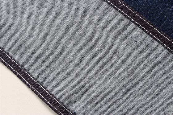 11.8 Oz Cross Slub Cotton Mixed Spandex Blue Denim Fabric Untuk Pria Jeans Stretch India Market Style Desizing Fleecing