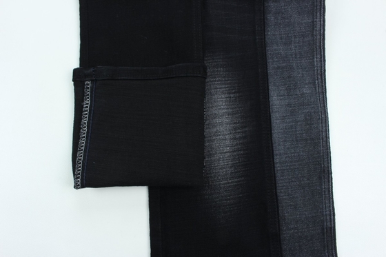 11.2 Oz Hitam Dan Hitam Belakang Crosshatch Slub Kain Denim
