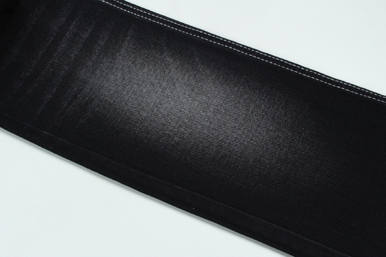 13.5oz Super Hitam Hitam Warna Denim Kain kaku 100% kapas Daun Daur Ulang Untuk Pekerja Jean Kain Hitam Hitam Backside