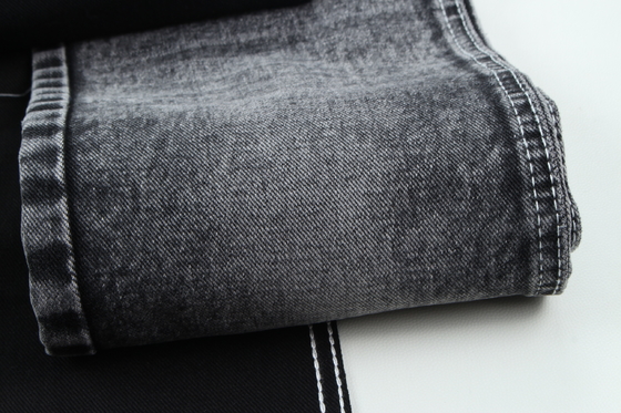 13.5oz Super Hitam Hitam Warna Denim Kain kaku 100% kapas Daun Daur Ulang Untuk Pekerja Jean Kain Hitam Hitam Backside