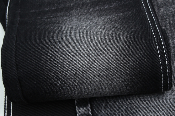 13.5oz Super Hitam Hitam Warna Denim Kain kaku 100% kapas Daun Daur Ulang Untuk Pekerja Jean Kain Hitam Hitam Backside