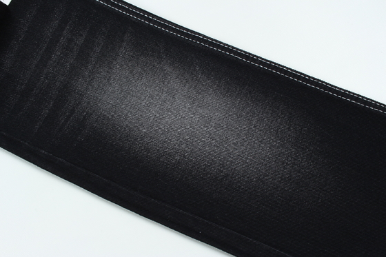 13.5oz Super Hitam Hitam Warna Denim Kain kaku 100% kapas Daun Daur Ulang Untuk Pekerja Jean Kain Hitam Hitam Backside