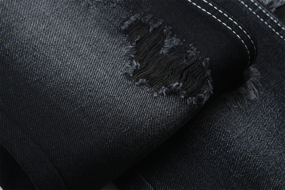 11.5oz Kain Denim kaku 56%C 44%P Hitam Dan Hitam Backside Untuk Brand Style Jeans Boyfriend Style Soft Handfeel