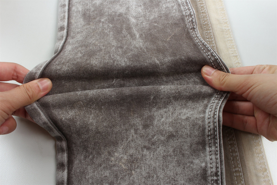 Warna cokelat 10 Satu kali High Stretch Slub Denim Fabric Untuk Jeans Wanita