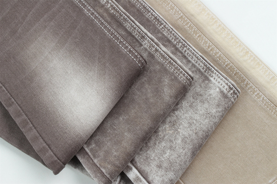 Warna cokelat 10 Satu kali High Stretch Slub Denim Fabric Untuk Jeans Wanita