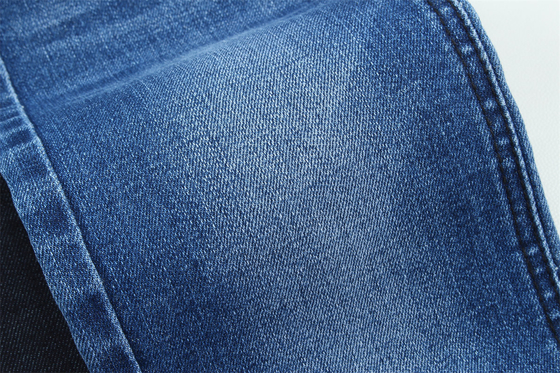 Crosshatch Slub High Stretch Cotton Polyester Spandex Kain Denim Untuk Pria Jeans