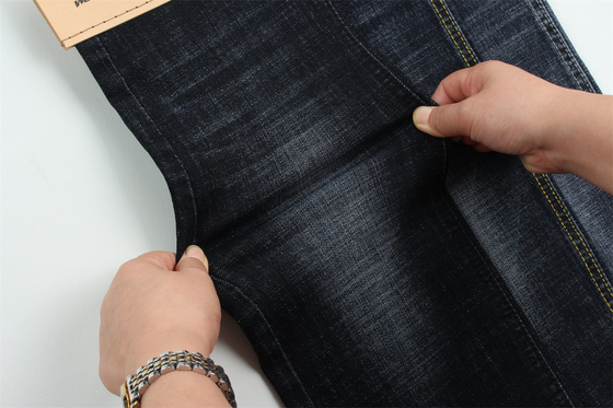 Dark Blue Grey Crosshatch Slub Cotton Spandex Denim Fabric Untuk Jeans