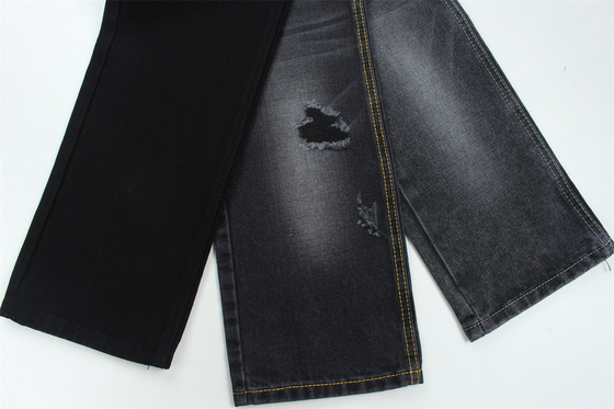 11.5oz Kain Denim kaku 56%C 44%P Hitam Dan Hitam Backside Untuk Brand Style Jeans Boyfriend Style Soft Handfeel