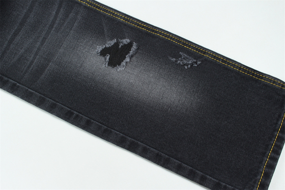 11.5oz Kain Denim kaku 56%C 44%P Hitam Dan Hitam Backside Untuk Brand Style Jeans Boyfriend Style Soft Handfeel