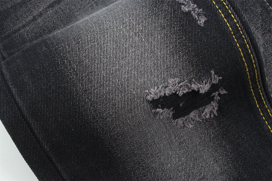 11oz Kain Denim kaku 56%C 44%P Hitam Dan Hitam Belakang penuh lebar 180cm