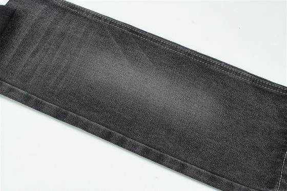 11oz Kain Denim kaku 56%C 44%P Hitam Dan Hitam Belakang penuh lebar 180cm