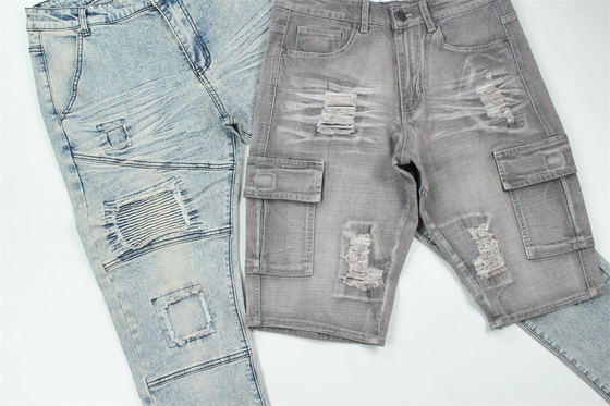 190Cm lebar cincin Slub Stretch Kain Denim Untuk Pria Jeans