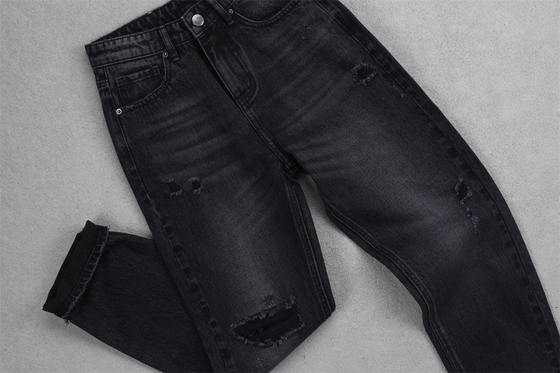 190cm 13oz Hitam Hitam Katun Polyester kaku Kain Denim Untuk Jeans