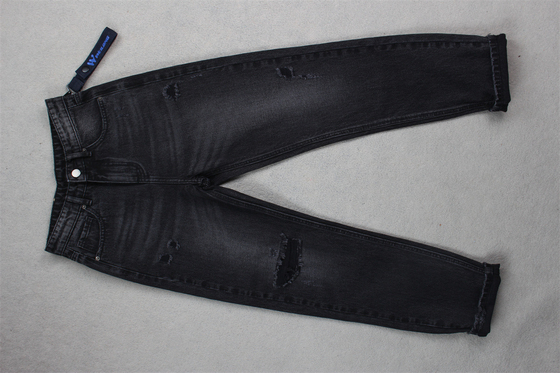 190cm 13oz Hitam Hitam Katun Polyester kaku Kain Denim Untuk Jeans