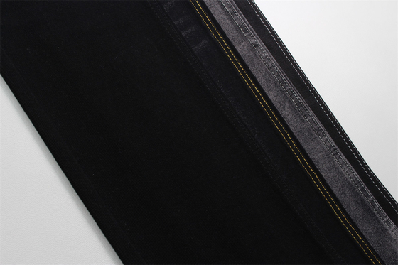 190cm 12oz Hitam Hitam Katun Polyester kaku Kain Denim Untuk jins