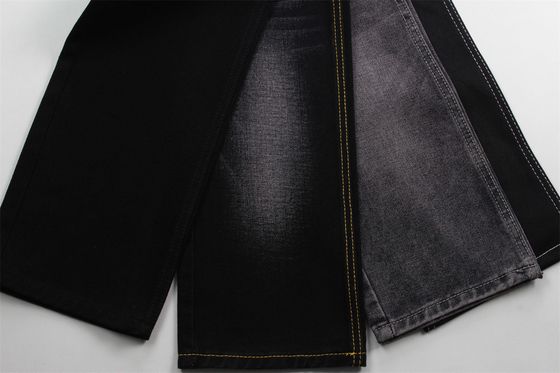 190cm 12oz Hitam Hitam Katun Polyester kaku Kain Denim Untuk jins