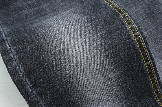 Kualitas tertinggi Hitam gelap Crosshatch Slub Stretch Kain Denim Untuk Pria Jeans