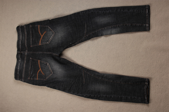 Kualitas tertinggi Hitam gelap Crosshatch Slub Stretch Kain Denim Untuk Pria Jeans