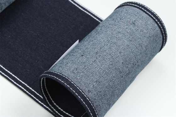 Kain Denim Serat Daur Ulang Dalam Biru Sangat Dalam 11.5 Oz Elastisitas Tinggi