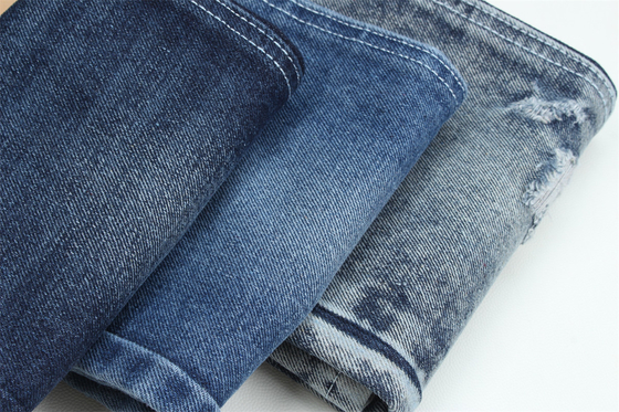 Kain Denim Serat Daur Ulang Dalam Biru Sangat Dalam 11.5 Oz Elastisitas Tinggi