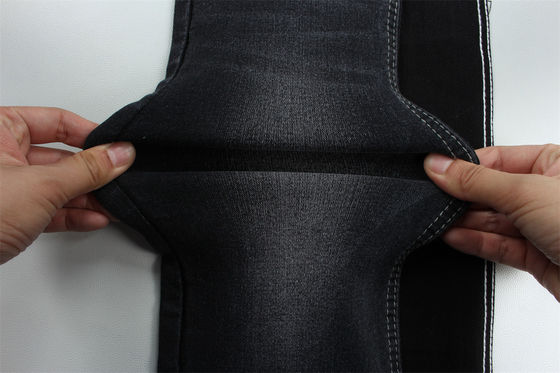 Full Lycra Satin Weave Hitam Hitam High Stretch Denim Fabric