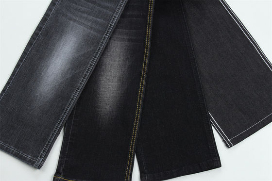 Warna Hitam Hitam Tinggi Stretch Slub Kain Denim Untuk Anak-anak dan Wanita Jeans