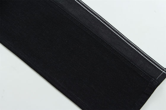 Warna Hitam Hitam Tinggi Stretch Slub Kain Denim Untuk Anak-anak dan Wanita Jeans