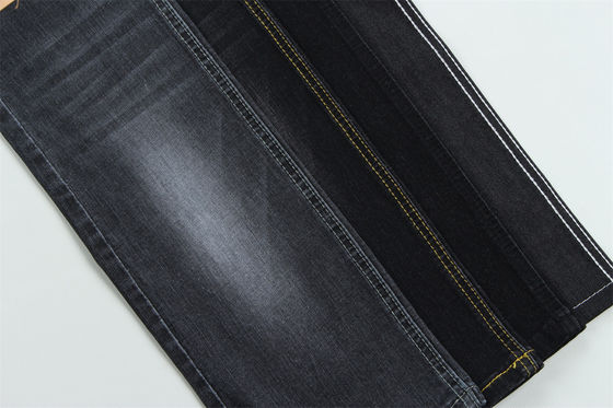 Warna Hitam Hitam Tinggi Stretch Slub Kain Denim Untuk Anak-anak dan Wanita Jeans