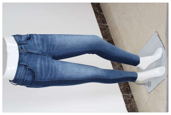 Dark Blue Full Lycra Slub Denim Fabric Untuk Anak-anak dan Wanita Jeans