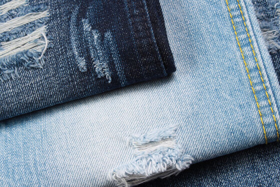 12oz 100% katun denim jins Cross Hatch Slub Sanforizing Jeans Kain