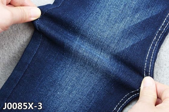 9.4 Oz Berat Sedang TR Denim Twill Fabric Slub Effect Dalam Arah Warp Blue Cyan