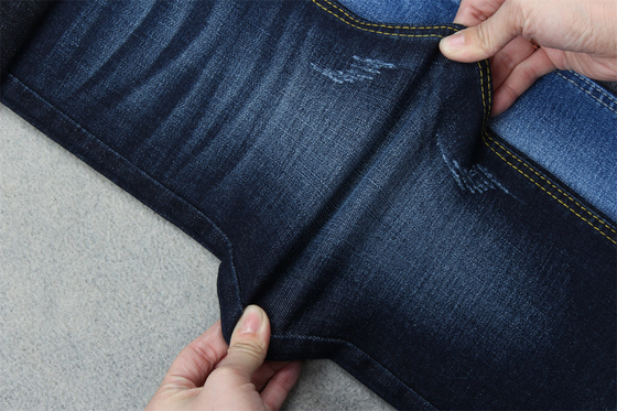 Indigo Blue Crosshatch Denim Fabric Slub Full Stretch 10.3 Satu kali bahan Jeans