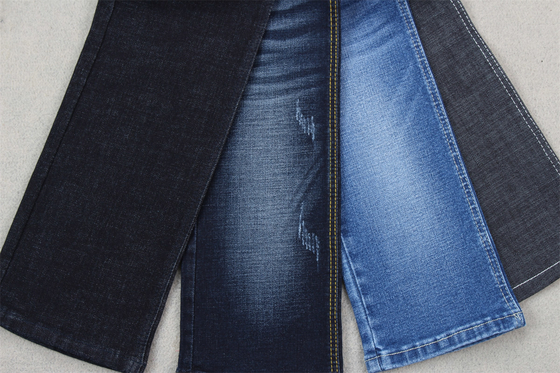 Indigo Blue Crosshatch Denim Fabric Slub Full Stretch 10.3 Satu kali bahan Jeans