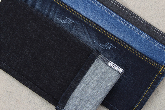 Indigo Blue Crosshatch Denim Fabric Slub Full Stretch 10.3 Satu kali bahan Jeans