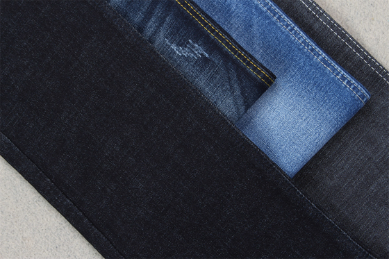 Indigo Blue Crosshatch Denim Fabric Slub Full Stretch 10.3 Satu kali bahan Jeans