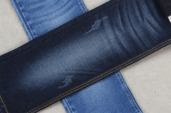 Indigo Blue Crosshatch Denim Fabric Slub Full Stretch 10.3 Satu kali bahan Jeans