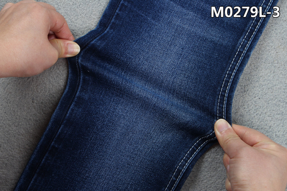 11oz Kain Denim Elastis Pria Indigo Bahan Baku Jeans Bertekstur Slubby Gaya Ramping